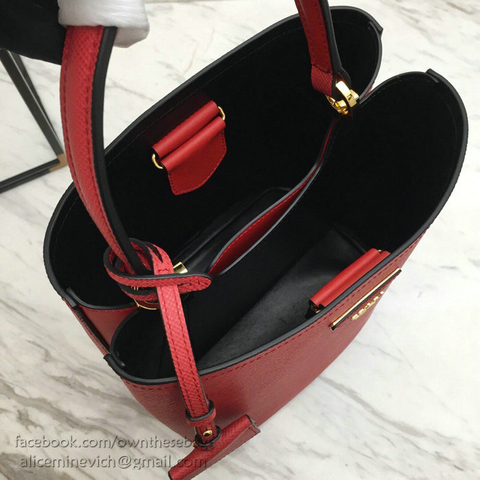 Prada Saffiano Leather Double Medium Bag Red 1BA212