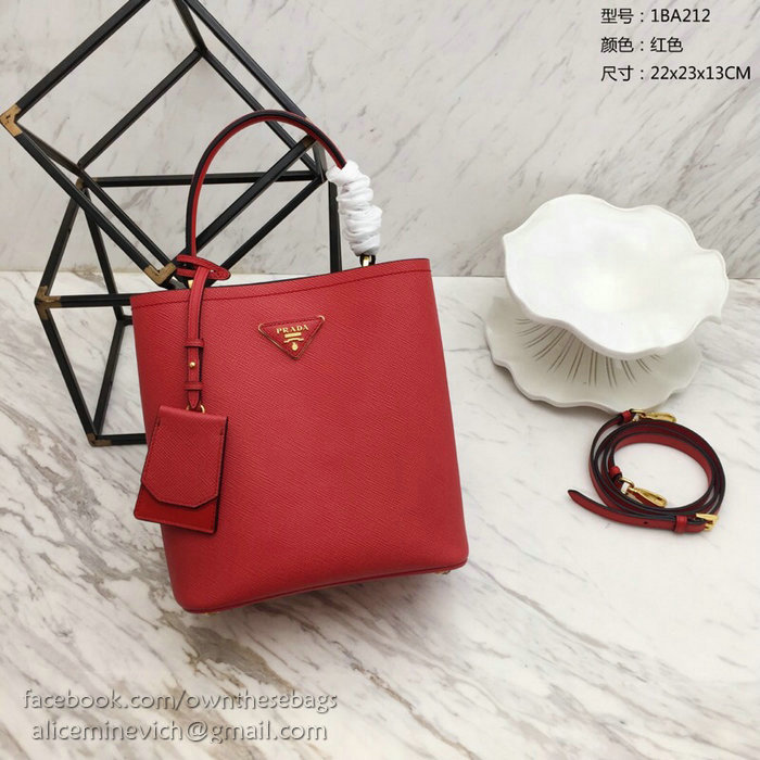 Prada Saffiano Leather Double Medium Bag Red 1BA212