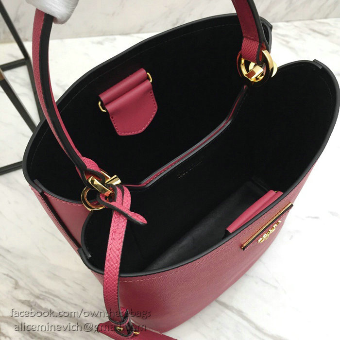 Prada Saffiano Leather Double Medium Bag Rose 1BA212