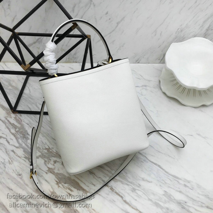 Prada Saffiano Leather Double Medium Bag White 1BA212