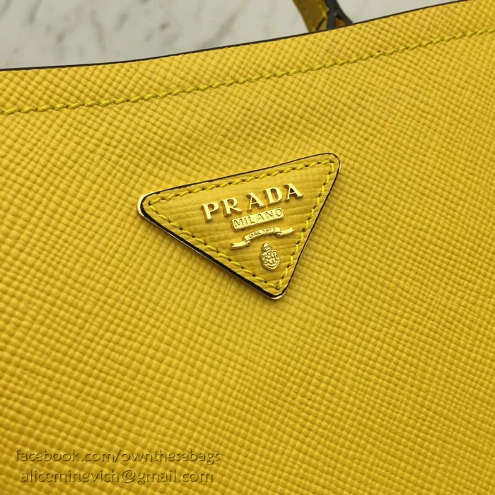 Prada Saffiano Leather Double Medium Bag Yellow 1BA212