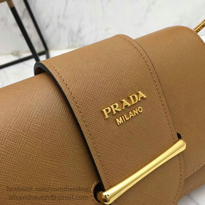 Prada Saffiano Leather Shoulder Bag Brown 1BD168