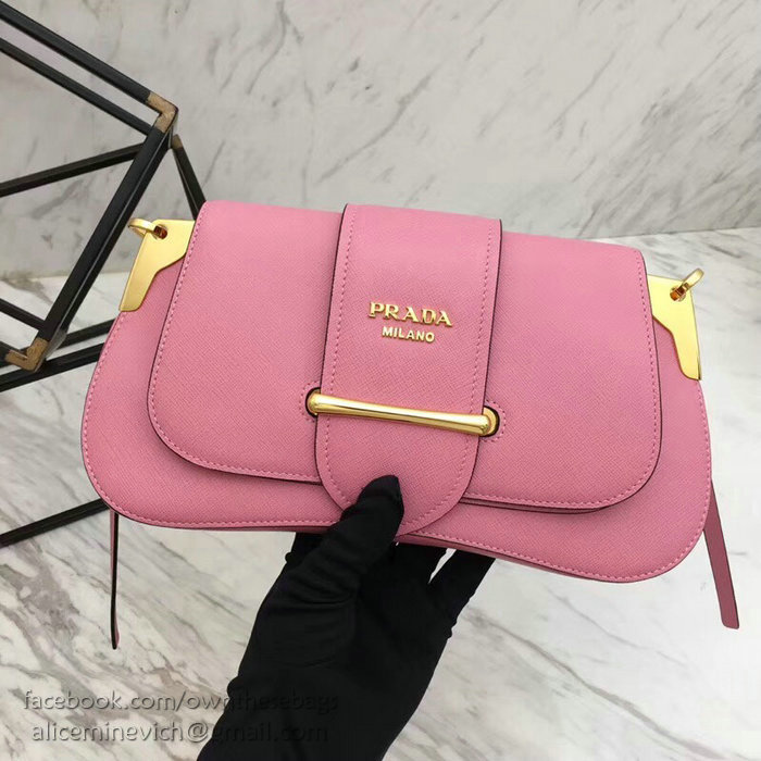 Prada Saffiano Leather Shoulder Bag Pink 1BD168