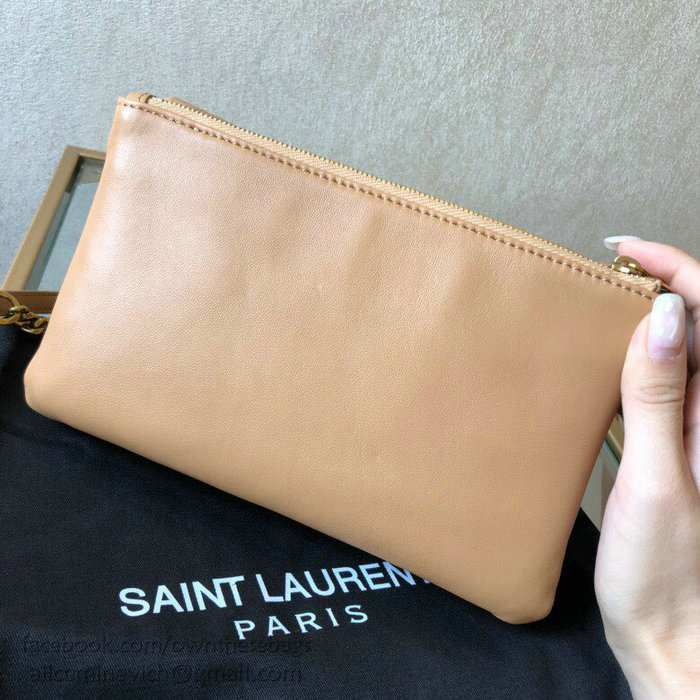 Saint Laurent Lambskin Jamie Chain Wallet Beige 517614