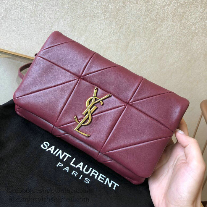 Saint Laurent Lambskin Jamie Chain Wallet Burgundy 517614