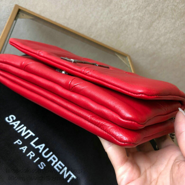 Saint Laurent Lambskin Jamie Chain Wallet Red 517614