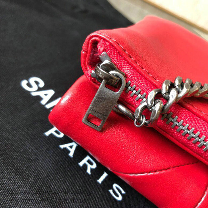 Saint Laurent Lambskin Jamie Chain Wallet Red 517614