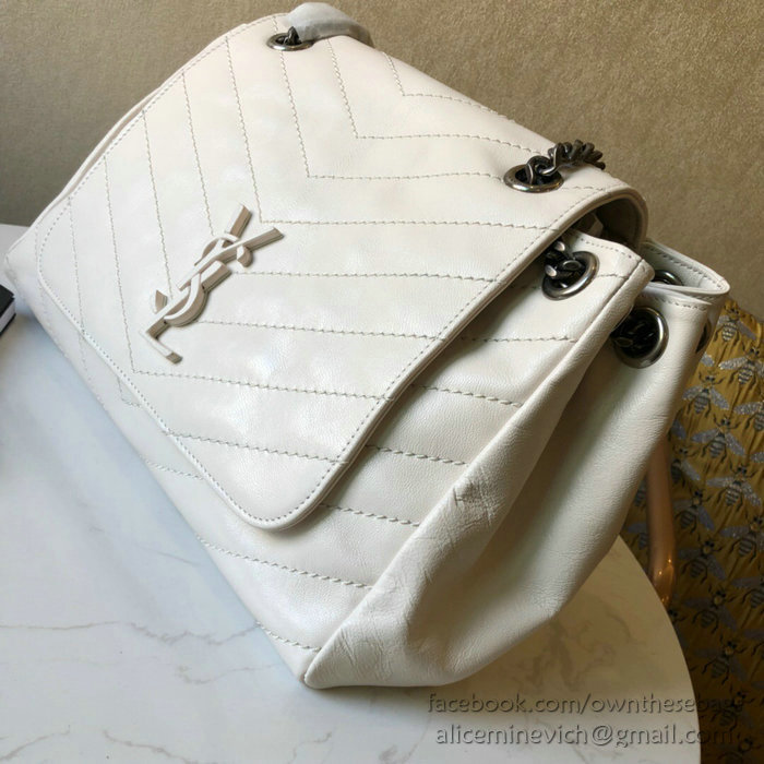 Saint Laurent Medium Nolita Bag in Vintage Leather White 554265