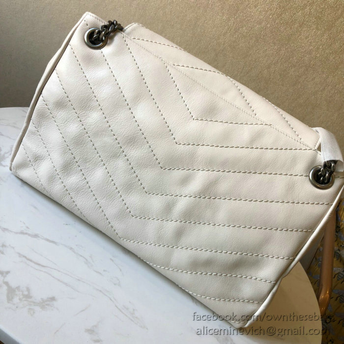 Saint Laurent Medium Nolita Bag in Vintage Leather White 554265