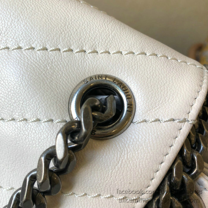 Saint Laurent Medium Nolita Bag in Vintage Leather White 554265