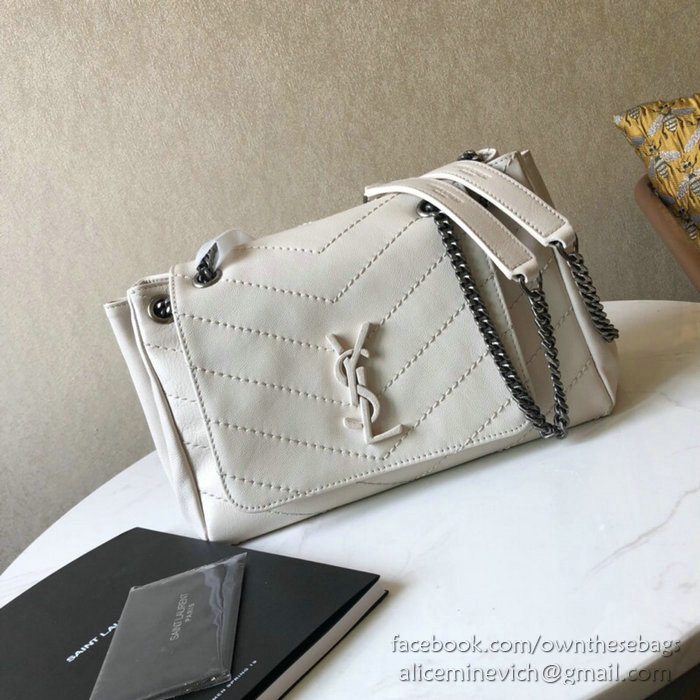 Saint Laurent Nolita Small Chain Bag in Vintage Leather White 554284