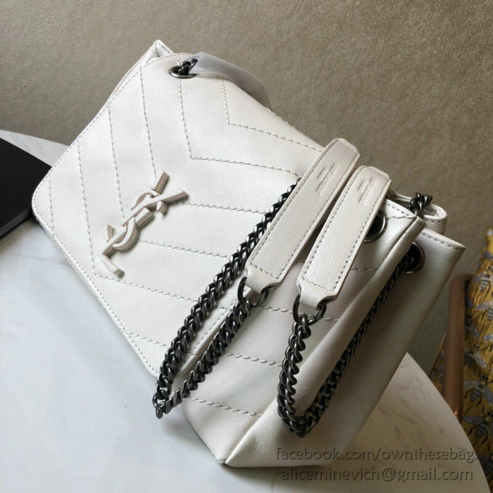 Saint Laurent Nolita Small Chain Bag in Vintage Leather White 554284