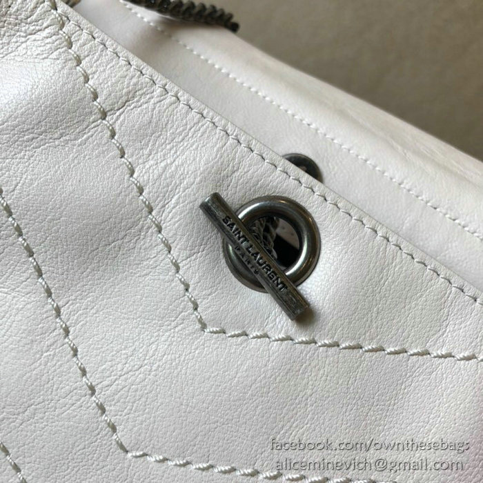 Saint Laurent Nolita Small Chain Bag in Vintage Leather White 554284