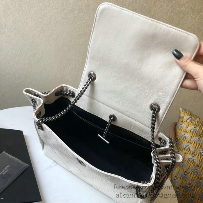 Saint Laurent Nolita Small Chain Bag in Vintage Leather White 554284