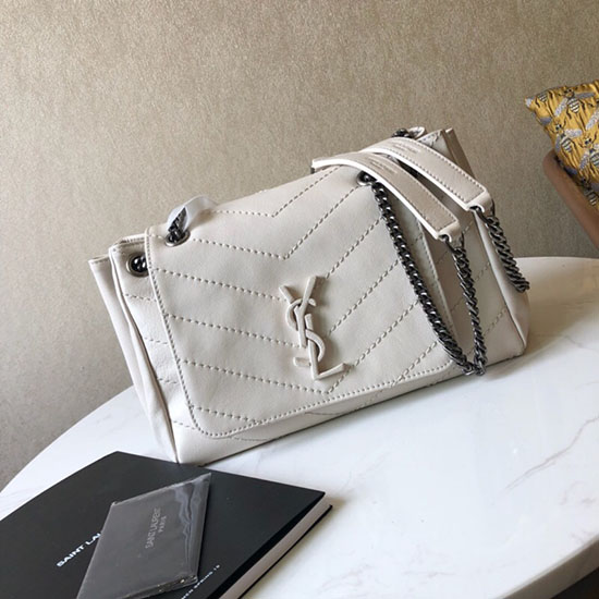 Saint Laurent Nolita Small Chain Bag in Vintage Leather White 554284