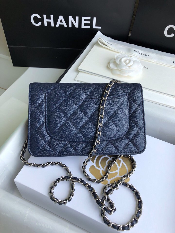 Chanel Caviar WOC Chain Wallet Blue A33814