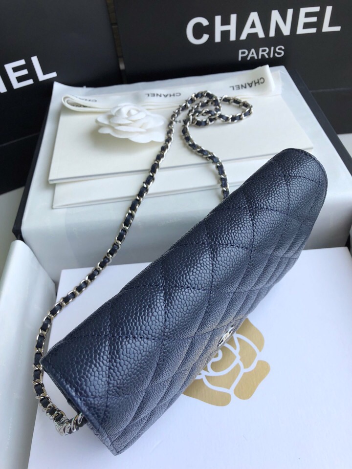 Chanel Caviar WOC Chain Wallet Blue A33814