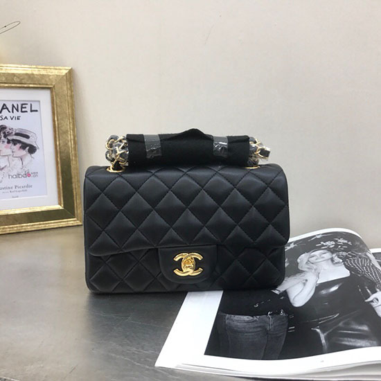 Classic Chanel Lambskin Small Flap Bag Black with Gold Hardware CF1116