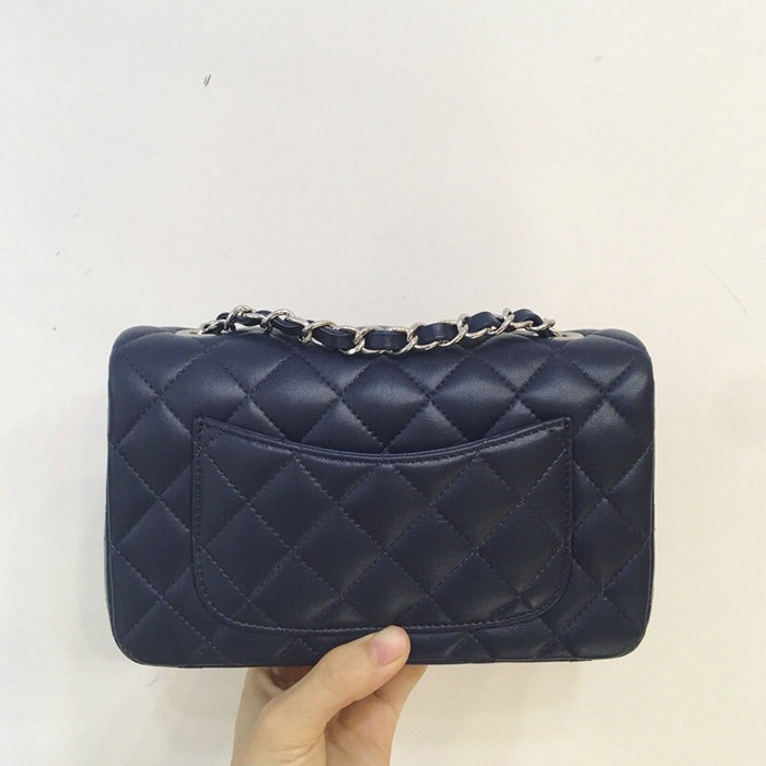 Classic Chanel Lambskin Small Flap Bag Blue with Silver Hardware CF1116