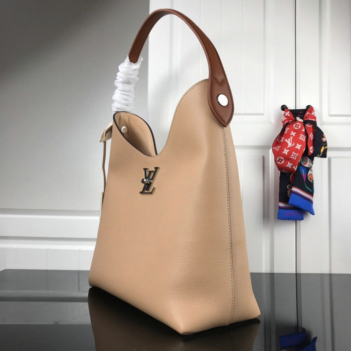 Louis Vuitton Soft Calfskin Lockme Hobo Beige M52776