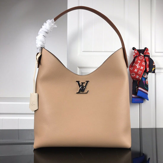 Louis Vuitton Soft Calfskin Lockme Hobo Beige M52776