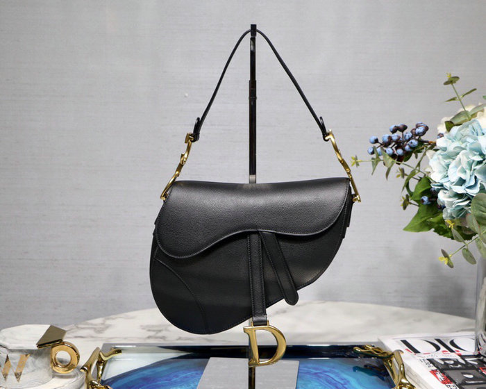 Dior Grained Calfskin Saddle Bag Black M9001