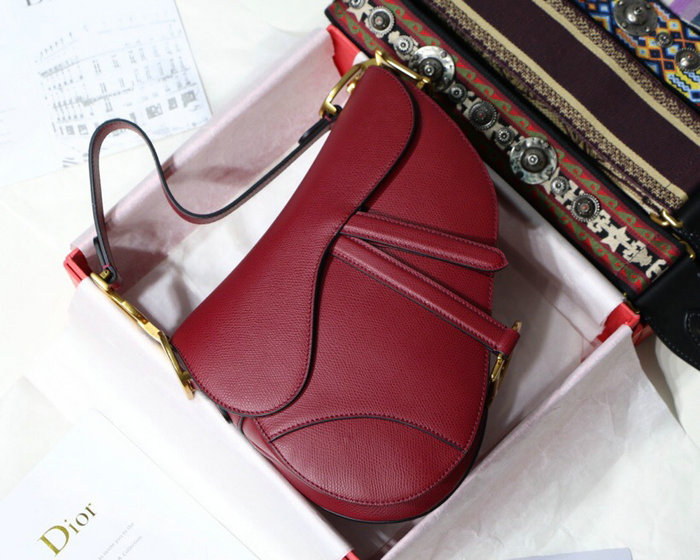 Dior Grained Calfskin Saddle Bag Red M9001