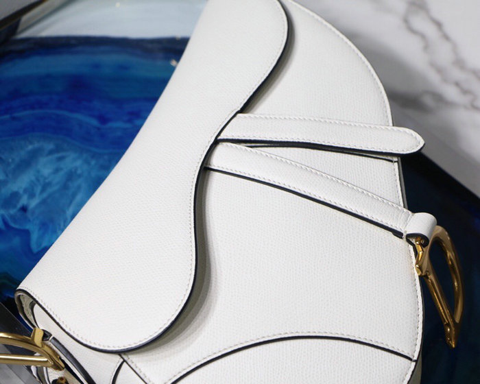 Dior Grained Calfskin Saddle Bag White M9001