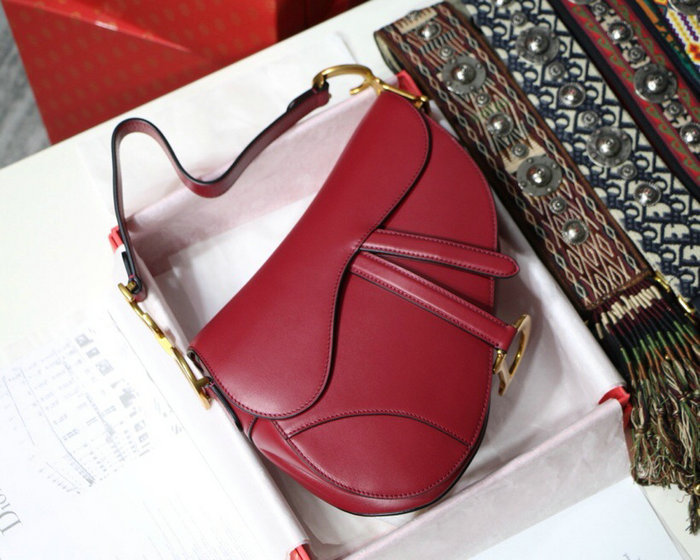 Dior Smooth Calfskin Saddle Bag Red M9001