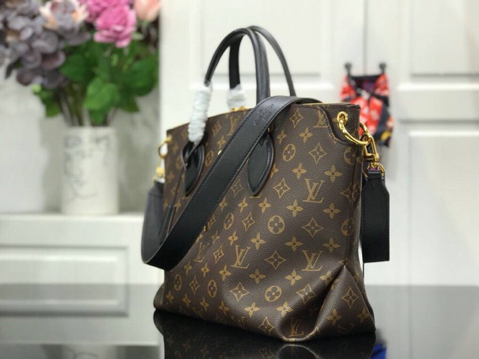 Louis Vuitton Flower Zipped Tote MM Black M44360