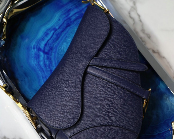 Dior Grained Calfskin Saddle Bag Dark Blue M9001