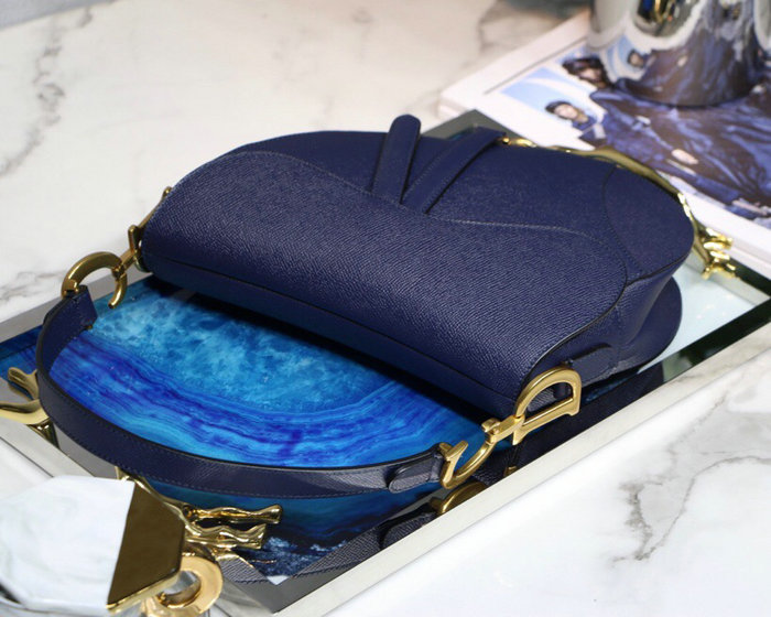 Dior Grained Calfskin Saddle Bag Dark Blue M9001