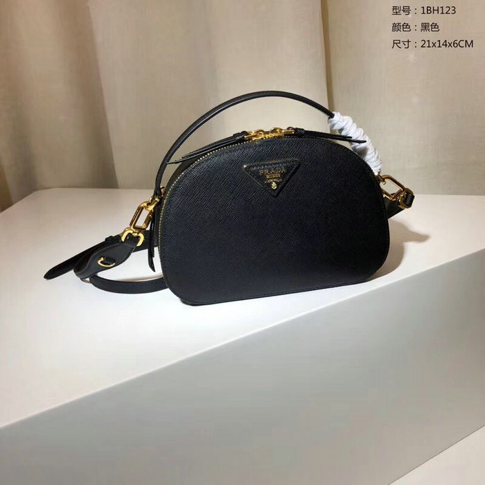 Prada Odette Saffiano Leather Bag Black 1BH123