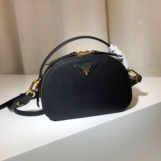 Prada Odette Saffiano Leather Bag Black 1BH123