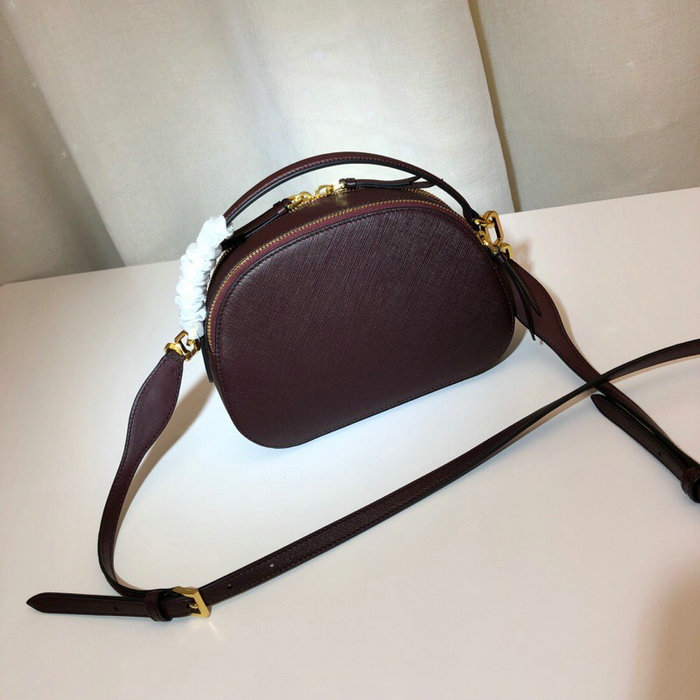 Prada Odette Saffiano Leather Bag Burgundy 1BH123