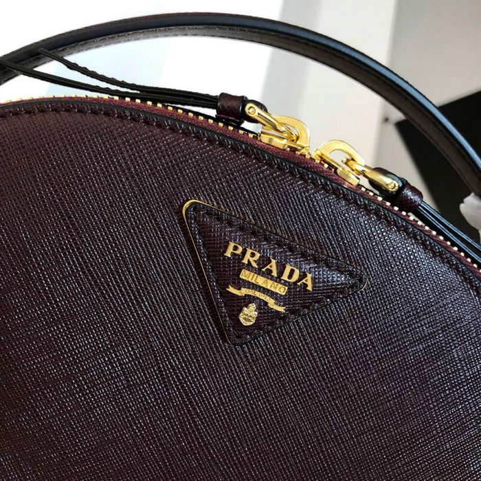 Prada Odette Saffiano Leather Bag Burgundy 1BH123