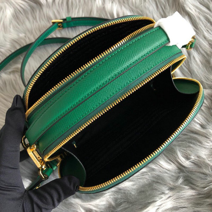 Prada Odette Saffiano Leather Bag Green 1BH123