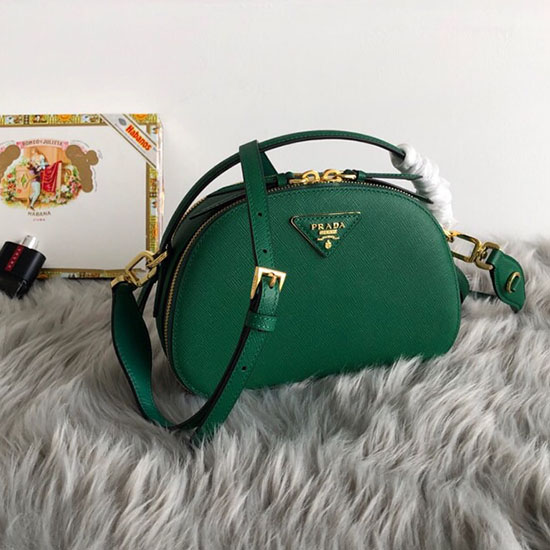 Prada Odette Saffiano Leather Bag Green 1BH123