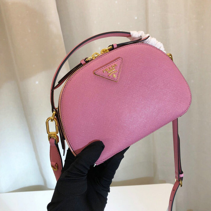 Prada Odette Saffiano Leather Bag Pink 1BH123