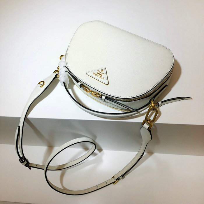 Prada Odette Saffiano Leather Bag White 1BH123