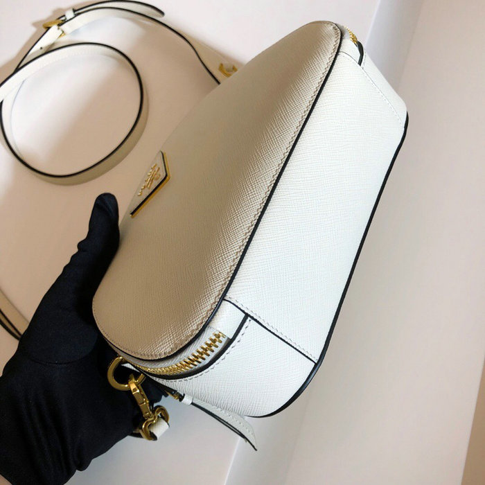 Prada Odette Saffiano Leather Bag White 1BH123