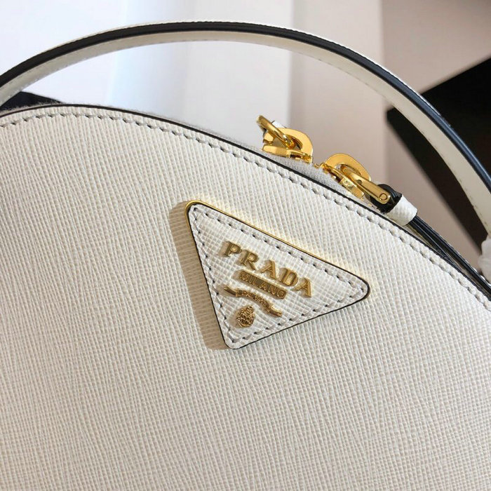 Prada Odette Saffiano Leather Bag White 1BH123