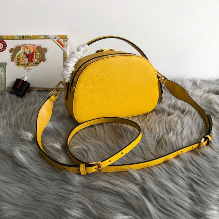 Prada Odette Saffiano Leather Bag Yellow 1BH123