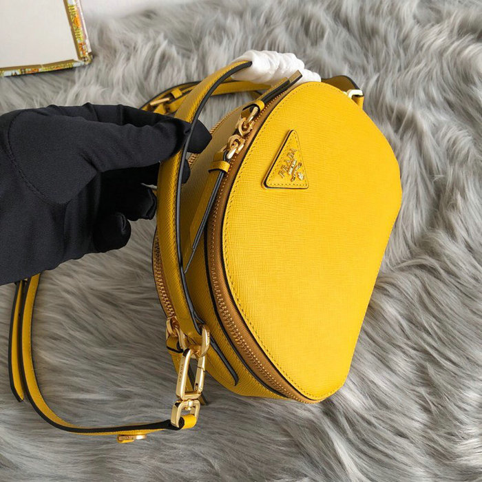 Prada Odette Saffiano Leather Bag Yellow 1BH123