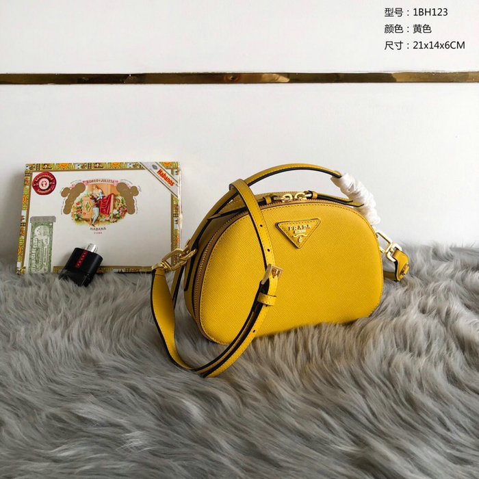 Prada Odette Saffiano Leather Bag Yellow 1BH123