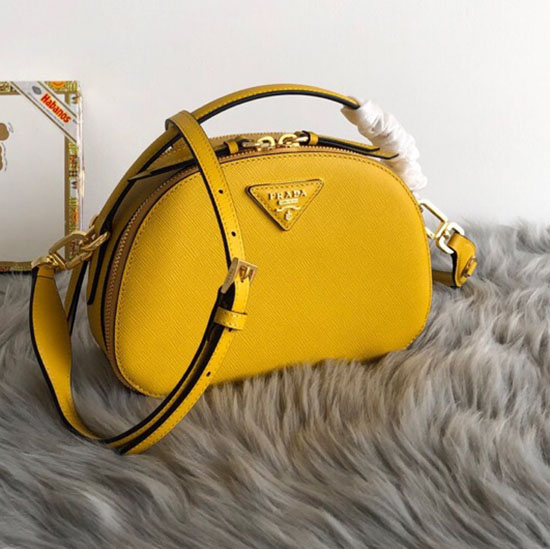 Prada Odette Saffiano Leather Bag Yellow 1BH123