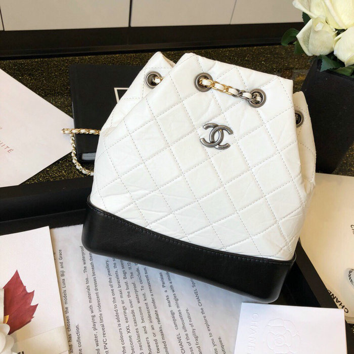 Chanel Aged Calfskin Gabrielle Backpack White A94502