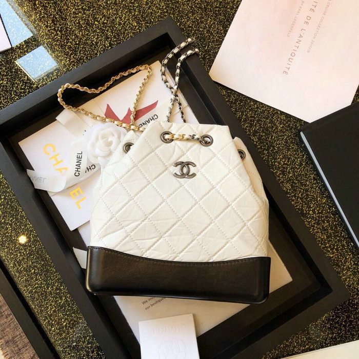 Chanel Aged Calfskin Gabrielle Backpack White A94502