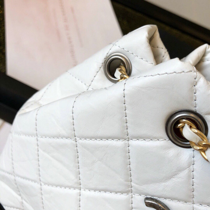 Chanel Aged Calfskin Gabrielle Backpack White A94502