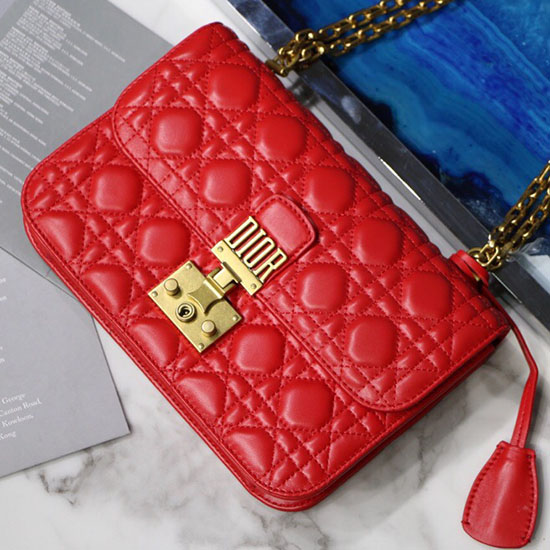 Dior Addict Lambskin Flap Bag Red D42001